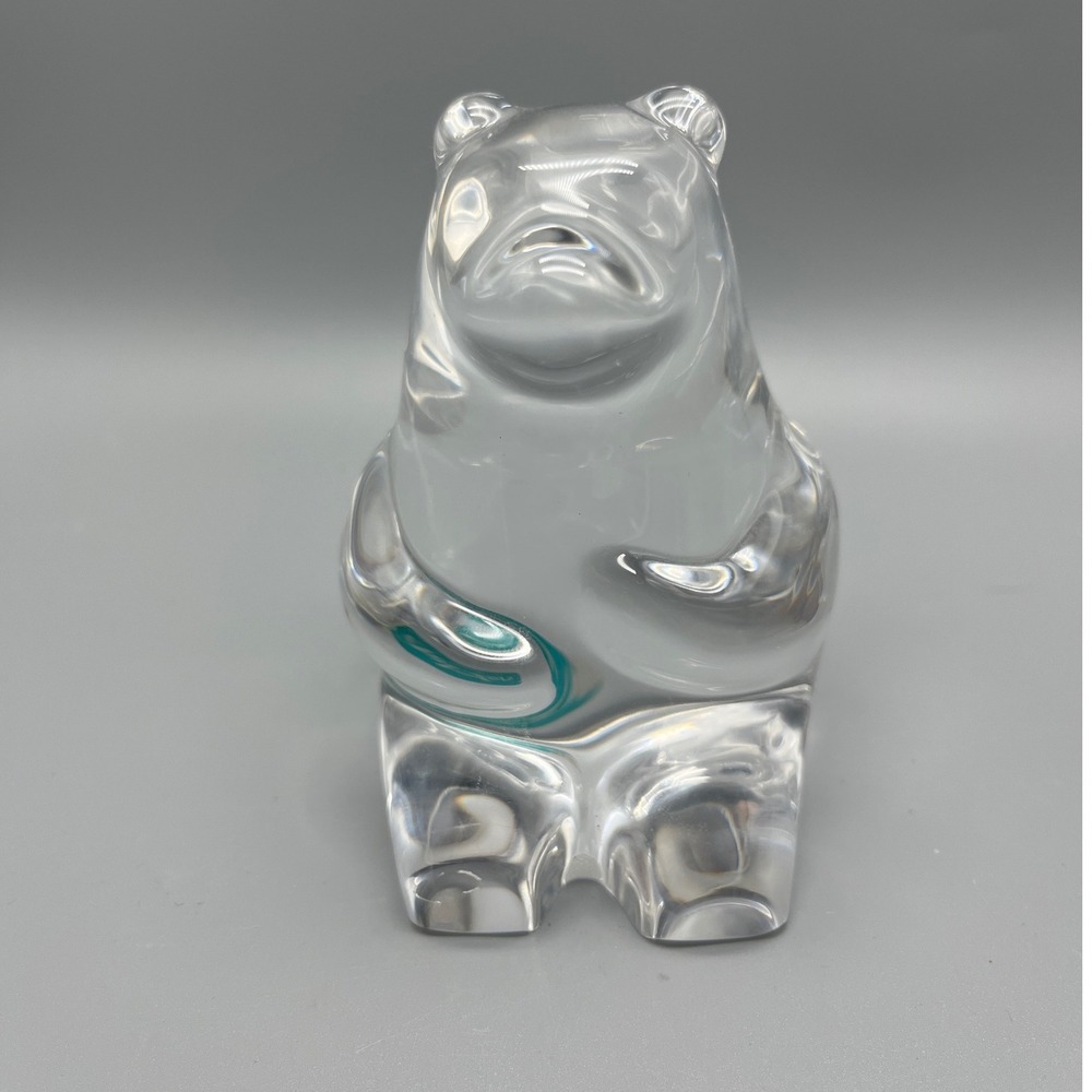 Vintage Discontinued Orrefors Kosta Boda‎ Crystal Sitting Bear sticker Sweden